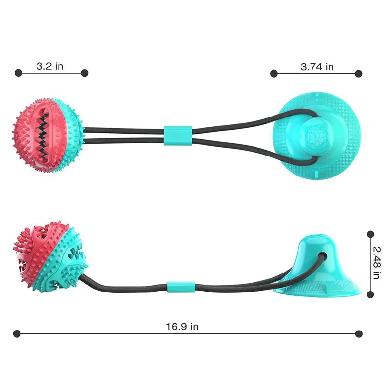 Interactive Suctioned Treat Dispenser Dog Chew Toy with Rope