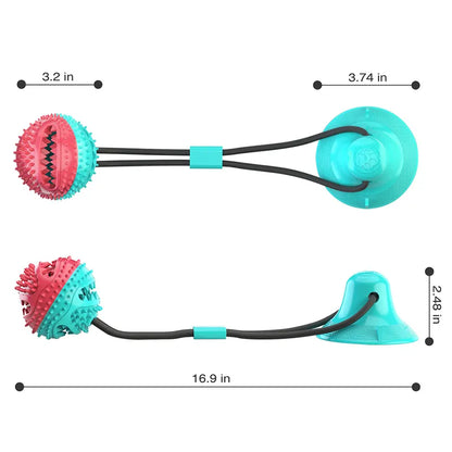 Interactive Suctioned Treat Dispenser Dog Chew Toy with Rope