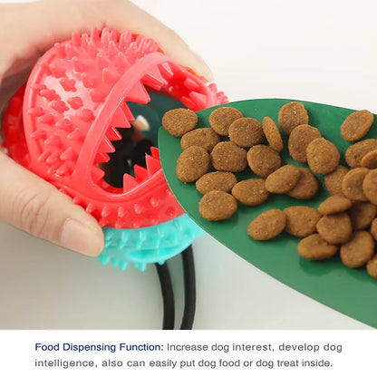 Interactive Suctioned Treat Dispenser Dog Chew Toy with Rope